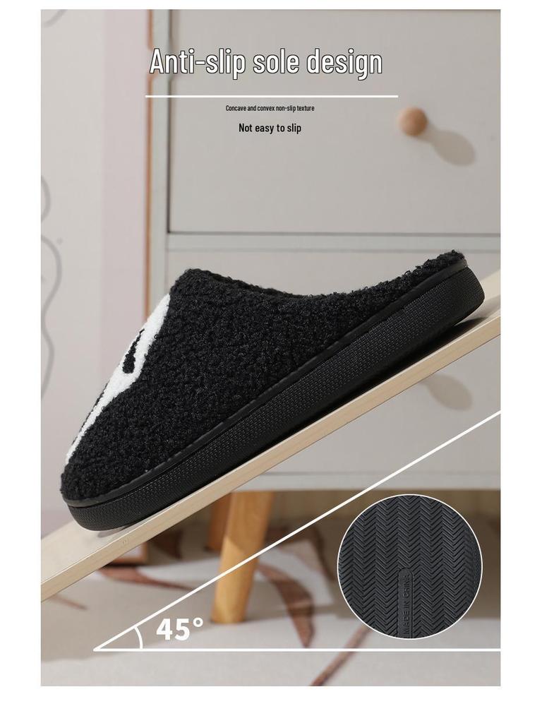 2024 Halloween Cartoon Pumpkin Funny Plush Cotton Slippers: Cute, Thick Bottom, Indoor Winter Footwear