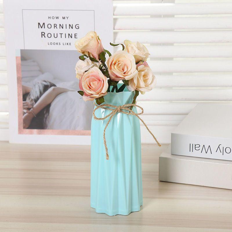

Plastic Vase Flower Dried Flower Vase Nordic Style Household Decor Vase Crafts Hemp Rope Tied Modern Flower Arrangement Vase