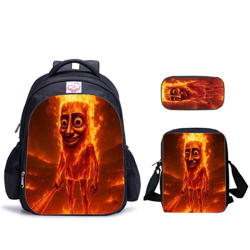Haijing Houten Stokman Kinder Schooltas Schoudertas Etui Combinatieset Rugzak Ondersteuning