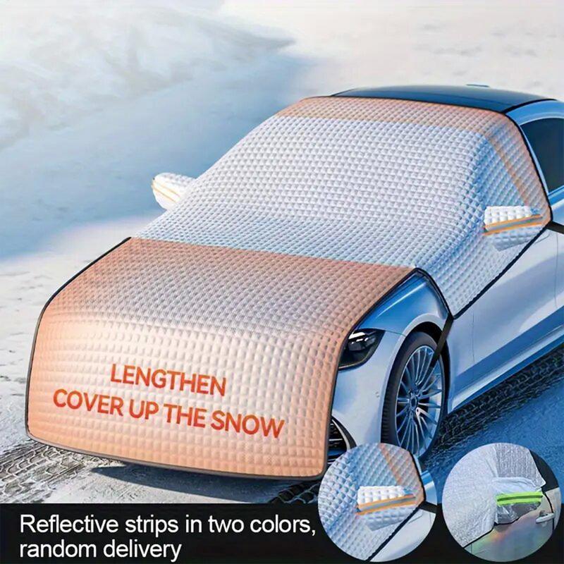 Car Windshield Snow Cover With 2 Side Mirrors Cover Winter Auto Engine Hood Snow Cover With Car Head Guard With Reflective Strip