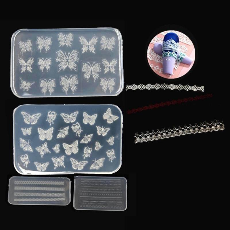 3D Nail Art Mold with Variety of Patterns Template Carving Sticker Stencil Tools Moulds for Nail Enthusiasts and Salons