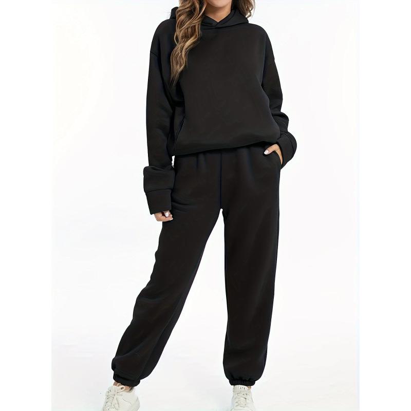 2024 Spring/Autumn Women's Fashion Thick Long-Sleeve Sweatshirt and Pants Set