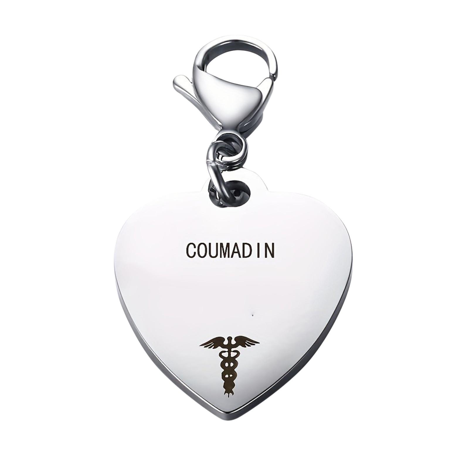 

Уникальный брелок-подвеска в форме сердца для удостоверения личности, из нержавеющей стали с индивидуальной гравировкой, брелок-предупреждение One Size