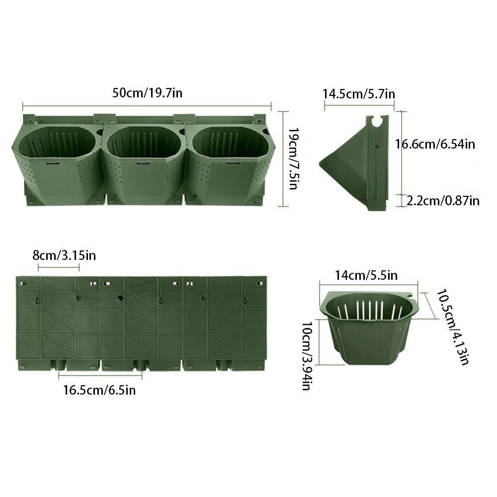 3 In 1 Plant Wall Flowerpot Three-Dimensional Hanging Wall Mount Plant Holder Plastic Multi-layer Combination