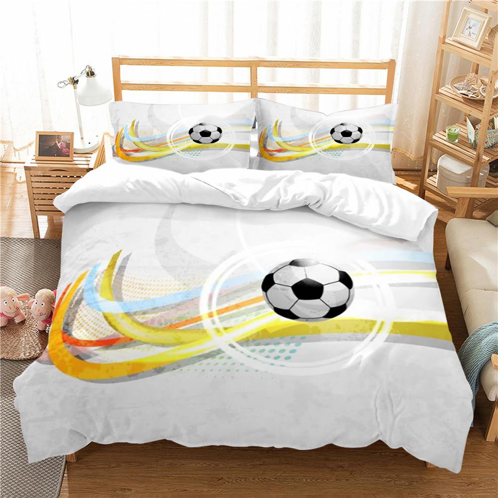 Bedspread Bed Set 3D Football Printing Bed 2/3PCS Bedding Suit Gift for Adult Comforter Duvet Cover Microfiber Breathable Warm