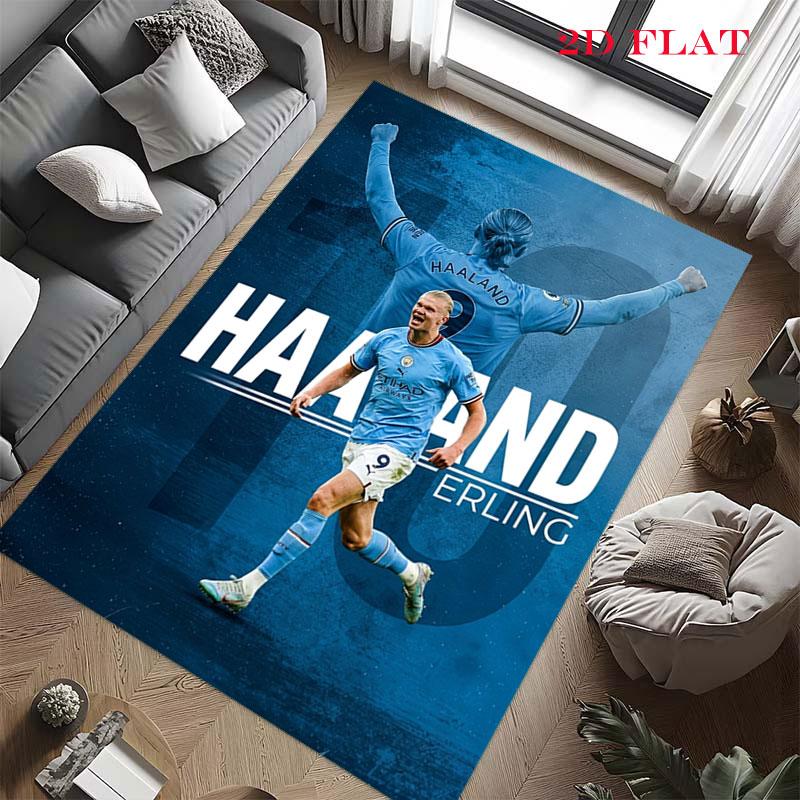 Poster di Erling Haaland Tappeto per Soggiorno Camera da Letto Casa Decorazione Divano, Tappetino Antiscivolo per Giochi per Bambini