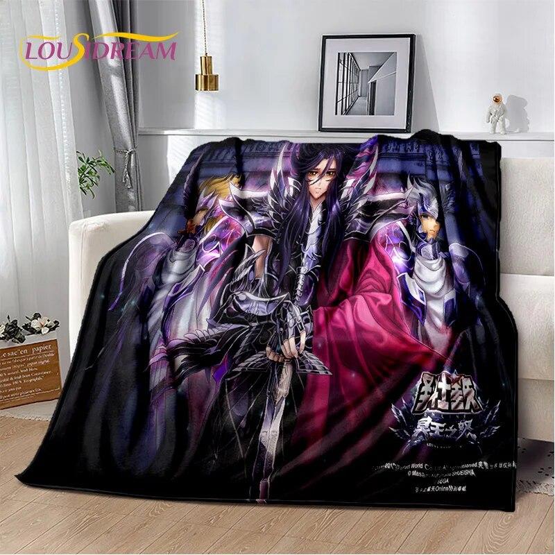 Cartoon Saint Seiya Retro Anime HD Blanket,Soft Throw Blanket for Home Bedroom Bed Sofa Picnic Travel Office Cover Blanket Kids