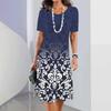 3D Geometric Stripe Print Elegant Women's Short-sleeved Summer Dress