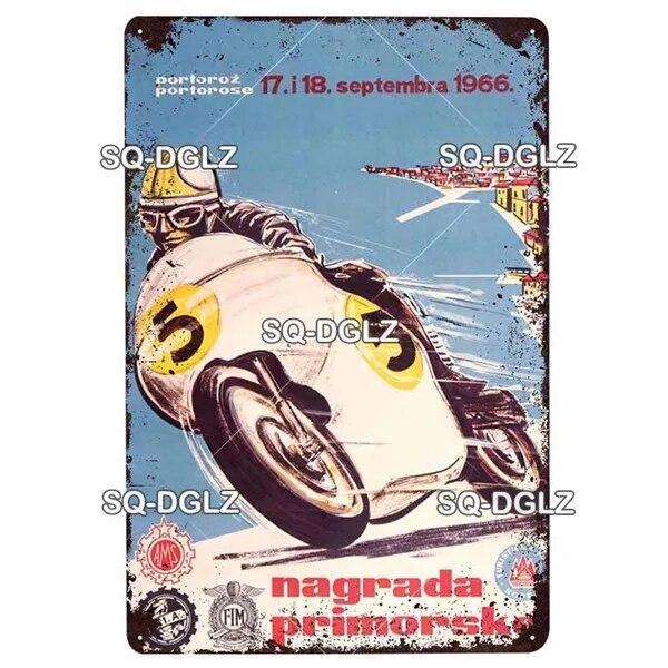 Mfoever Tin Motorcycle Metal Sign Vintage Plaque Poster Tin Sign Wall Decor For Bar Pub Club Retro TT Racing Poster Gift