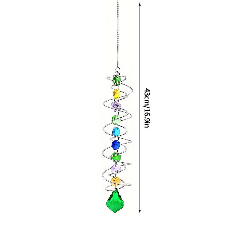 Crystal Spiral Wind Chime Prism Sun Light Catcher Rotating Hook Wind Spinner Pendants Home Nursery Garden Yard Hanging Decor