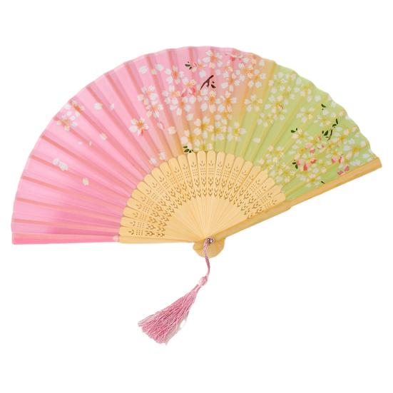 Chinese Style Folding Fan with Tassels Portable Summer Handheld Cooling Fan Decoration Dance Performance Props Party Costume Accessories