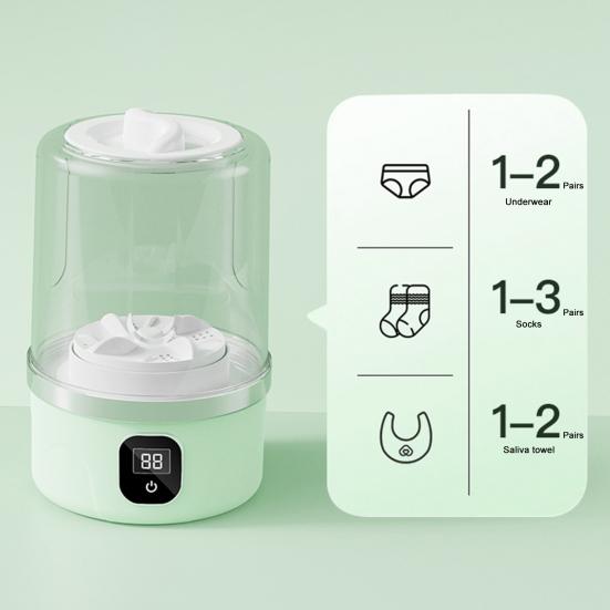 Portable Underwear Washer Rechargeable Cordless Mini Washing Machine Travel Laundry Machine Mini Washer with LED Display for Cleaning Underwear Small