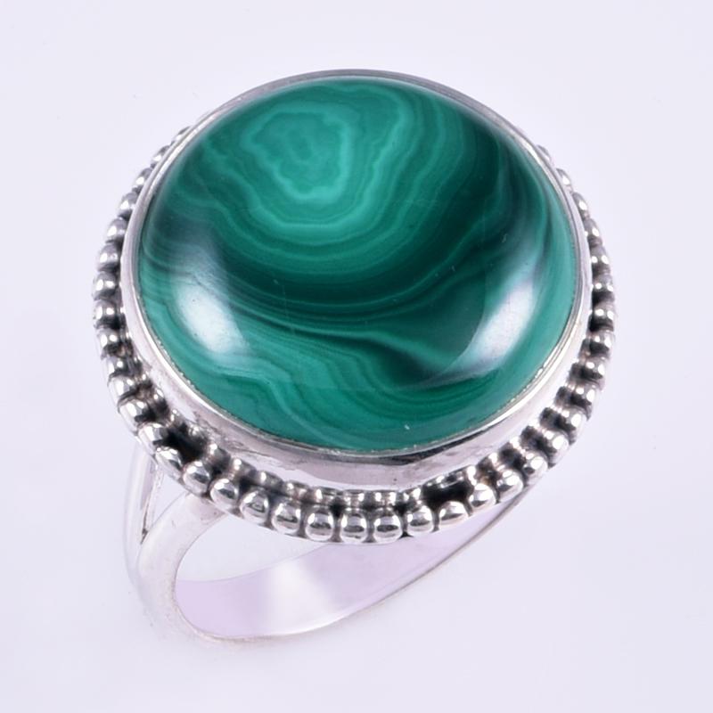Natural Malachite Gemstone Handmade 925 Sterling Silver Jewelry Ring S.7" k7B82