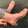 2024 New Summer Transparent Sandals,Women's Medium Heel Thick with Water,3.5cm~9cm High Heels A Line with Slippers Women's Shoes