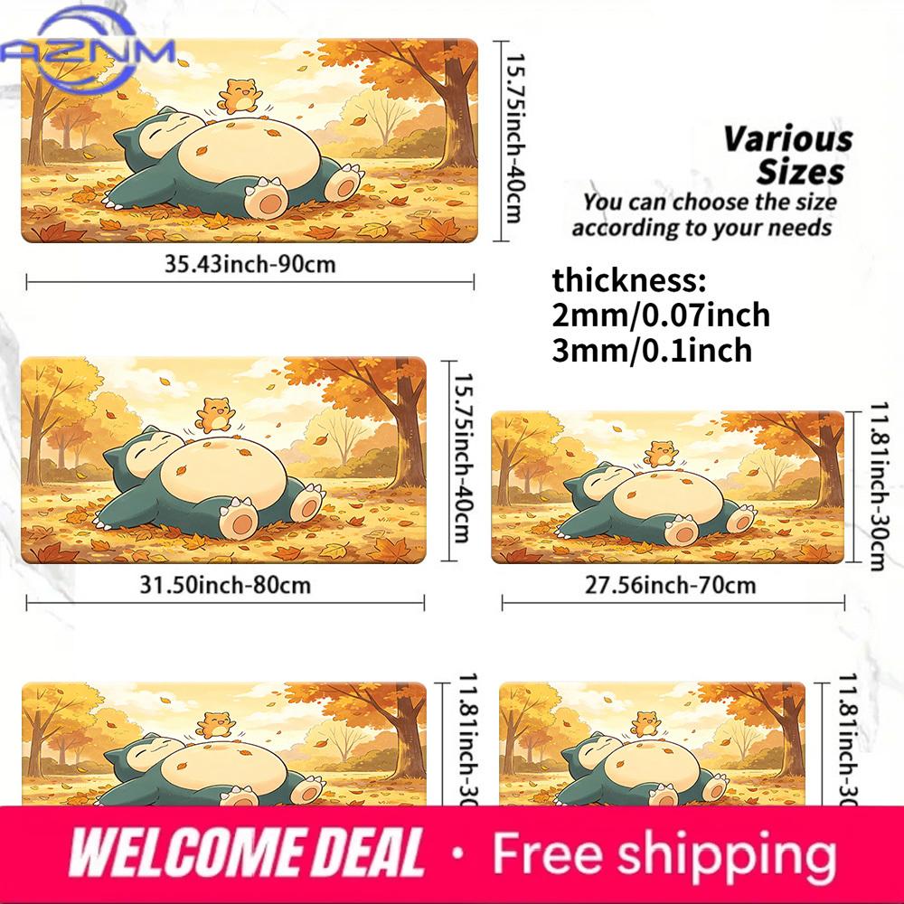 Snorlax Teddiursa Autumn Forest Gaming Desk Mat NonSlip Rubber Base Mouse Pad 30x80x0.2cm