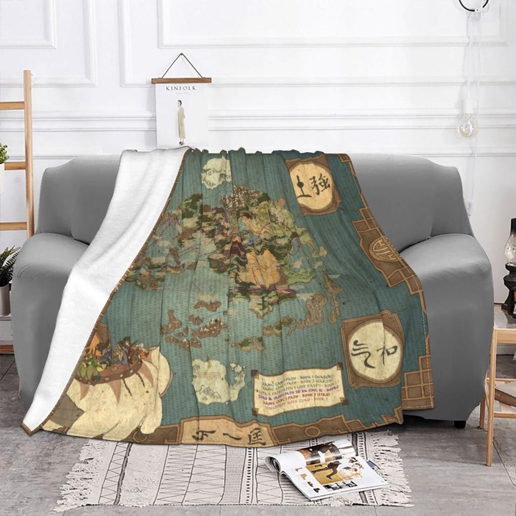 Avatar The Last Airbender Map Blankets anime tv show Flannel Funny Warm Throw Blankets for Home Autumn/Winter