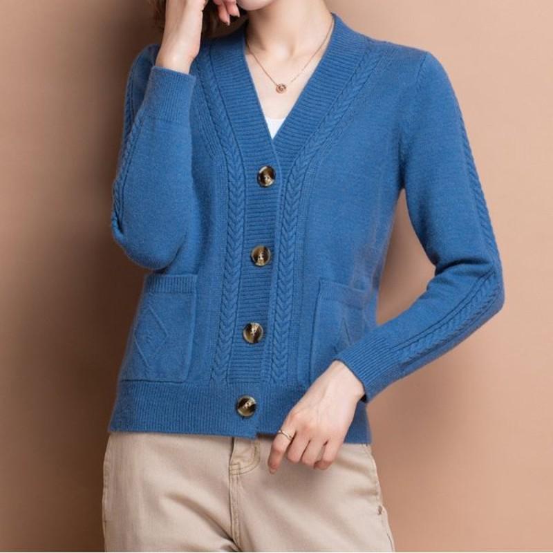 

Мама связала кардиган женский короткий верхний топ весна новый женский свитер-жакет в этом году One size синий