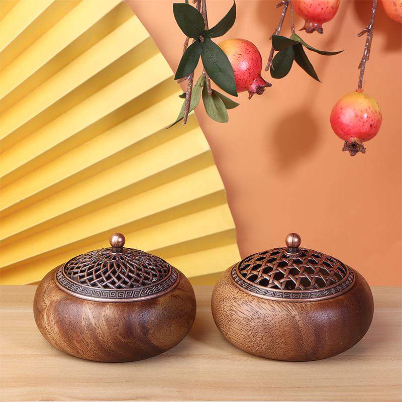 Solid Wood Pan Incense Burner, Indoor Aromatherapy Burner With Sandalwood Incense, Tea Ceremony ,Prayer Rooms, Yoga Decoration