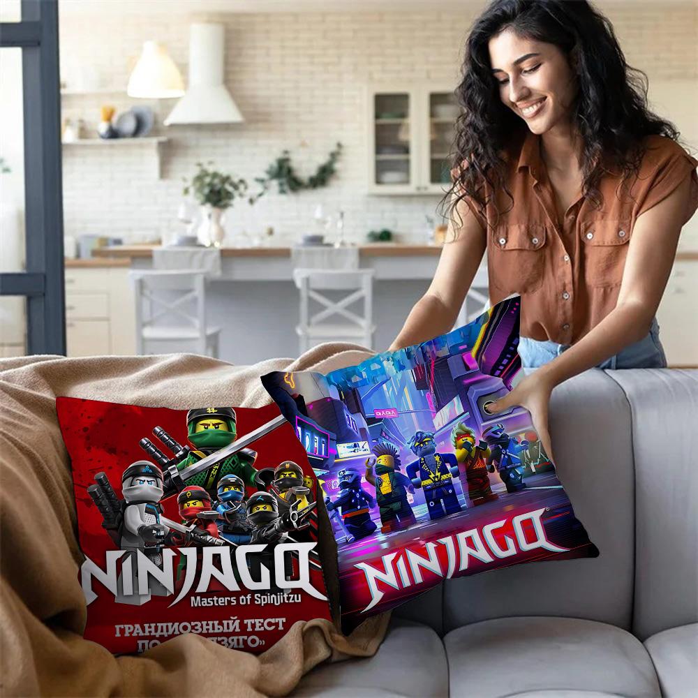 Fantastico gioco per federe Ninjagos, copricuscini con cartoni animati, divano decorativo per la casa, stampa fronte-retro, morbido e carino.