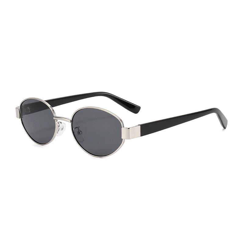

Elegant Gold Frame Oval Sunglasses With Pc Lenses For Summer Sun Protection And Travel SilverFrameBlackGray