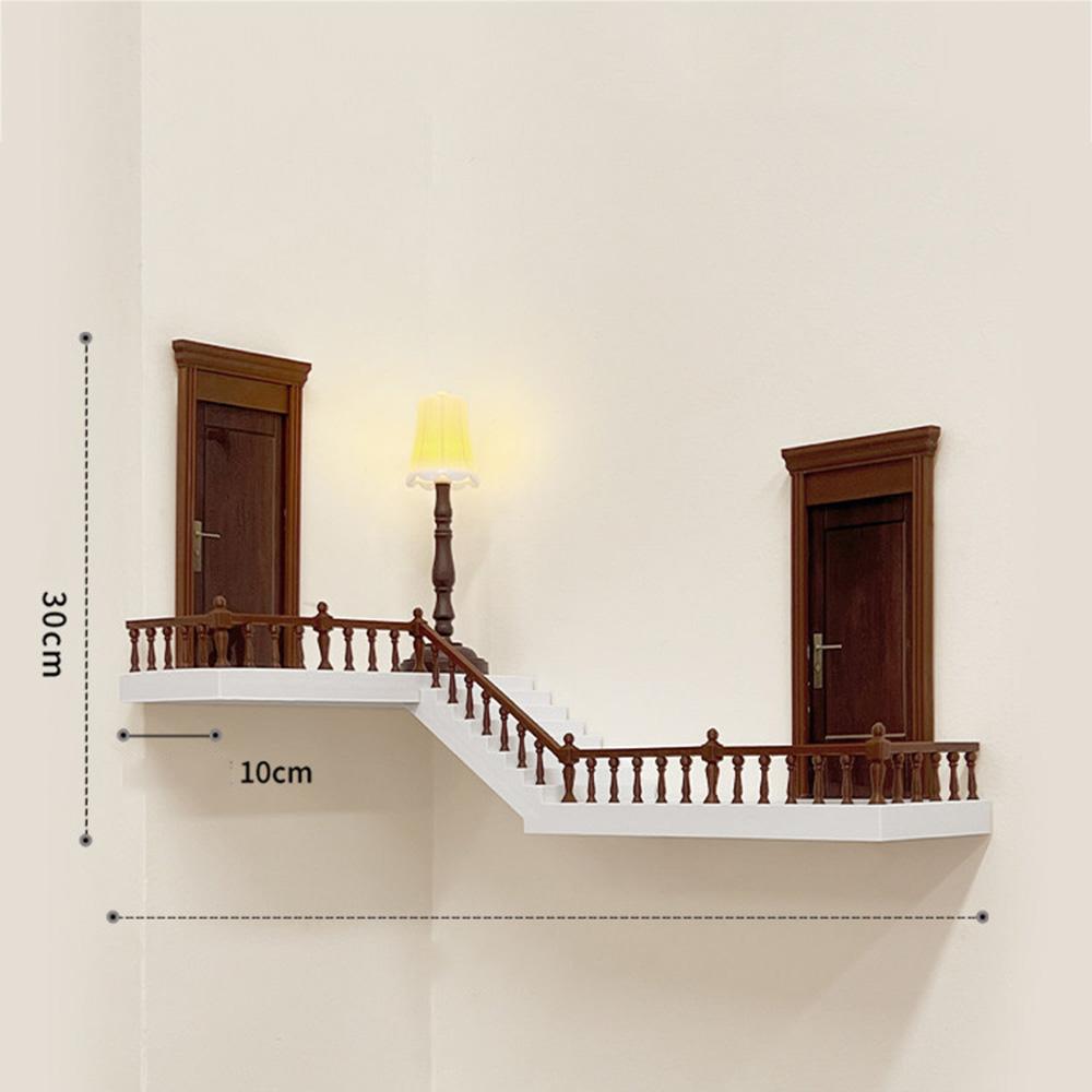 

3D Luminous Staircase Corner Display Rack, Miniature Landscape Storage Stand for Action Figures & Blind Box Collectibles коричневый