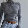 Y2K Vintage 90s Fashion Women Turtleneck Long Sleeve T Shirts Casual Basic Sexy Tops White Black Gray Autumn Winter