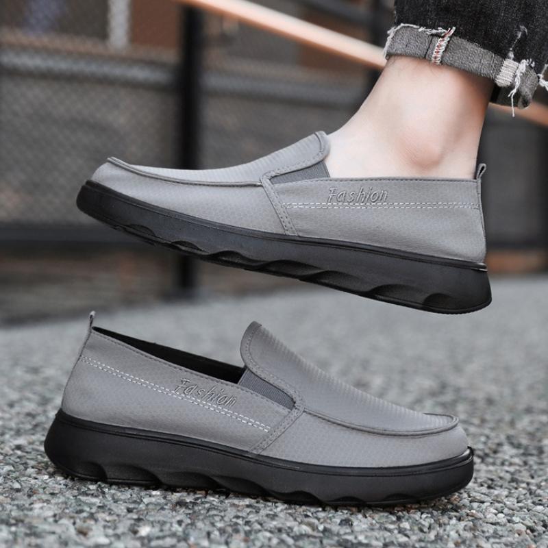Herren Canvas Schuhe Plateau Slipper Atmungsaktiv Casuals Mittelalterliche Ältere Männer Outdoor Walking Schuhe Weiche Sohle Rutschfeste Slipper