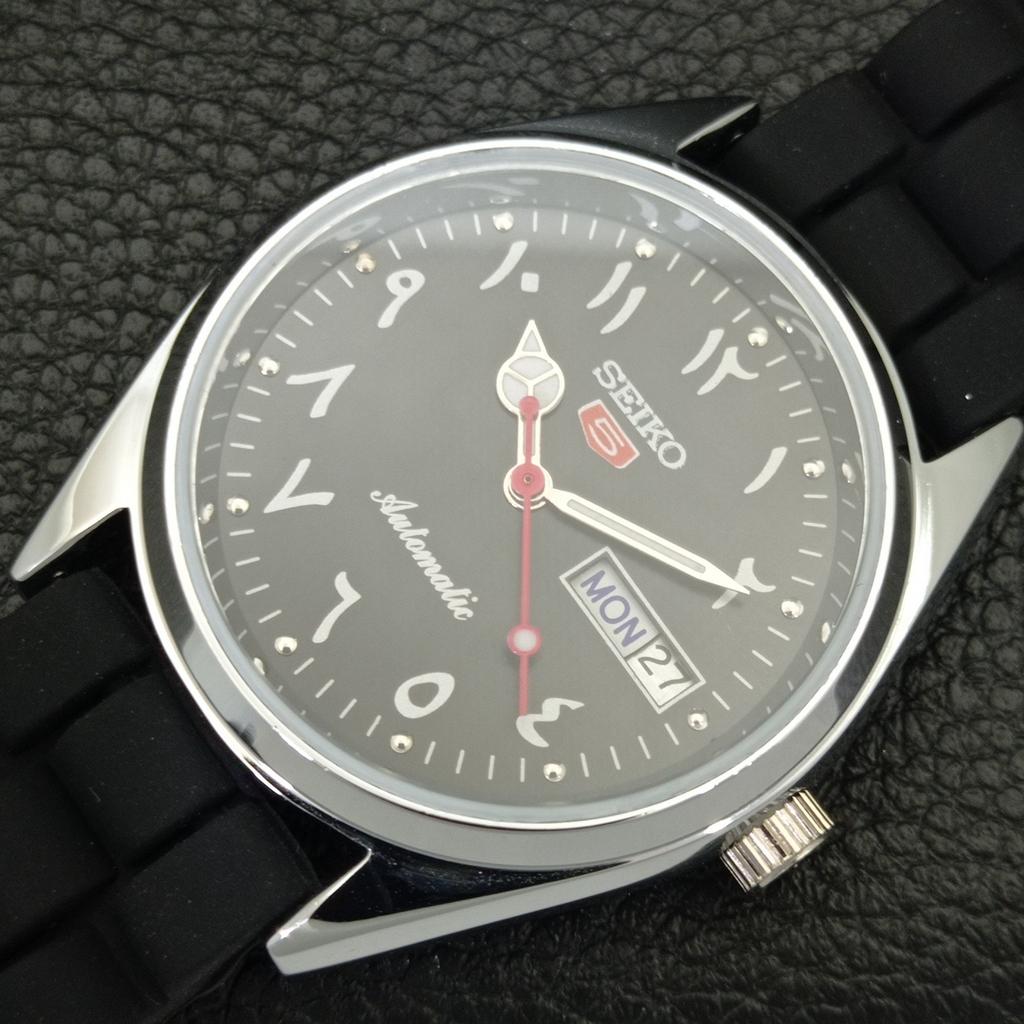 JAPAN VINTAGE REFURBISHED SEIKO 5 AUTOMATIC 6309A MENS BLACK WATCH a441207-4 Sk-a441207