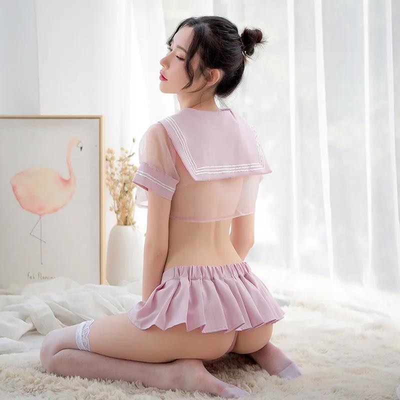 School Girl Uniform  Cosplay Sexy Clothes Student Uniform Sailor Suit Transparent Suit Seductive Female Cute Campus Style Dress