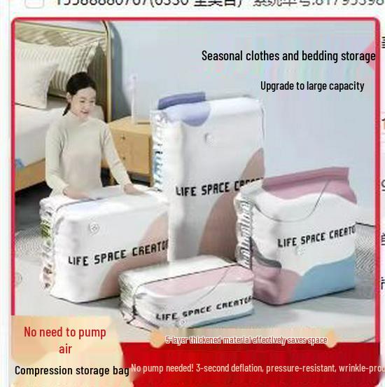 Thickened Vacuum Bag for Quilts & Clothes - No Pump Needed
