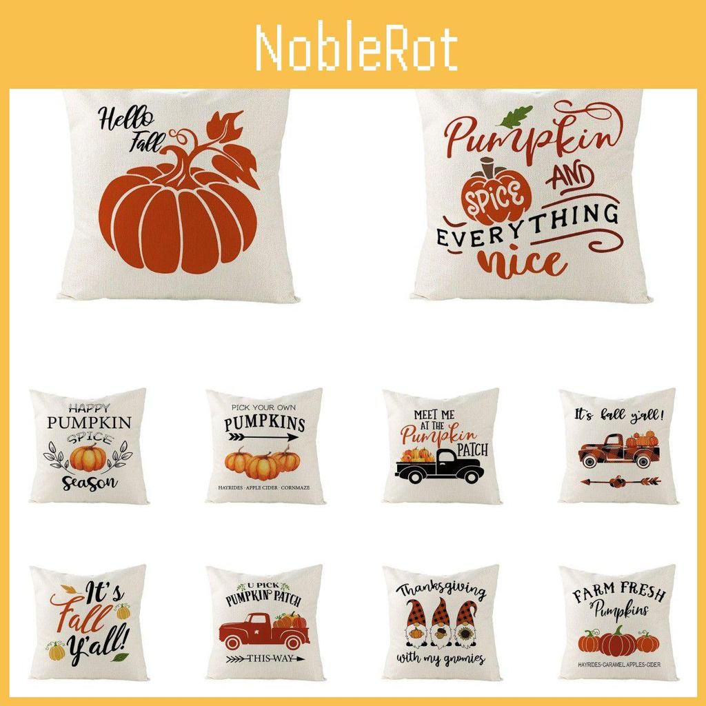 Autumn Fall Thanksgiving Throw Pillow Case Cushion Cover Maple Pumpkin Decor