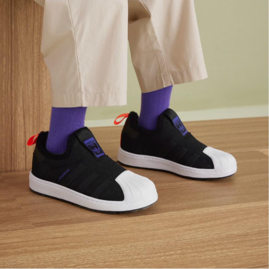 adidas Originals Superstar 360 נוחות מונעות החלקה עמידות נעלי סקייט נמוכות נעלי ספורט לילדים שחור לבן B22503