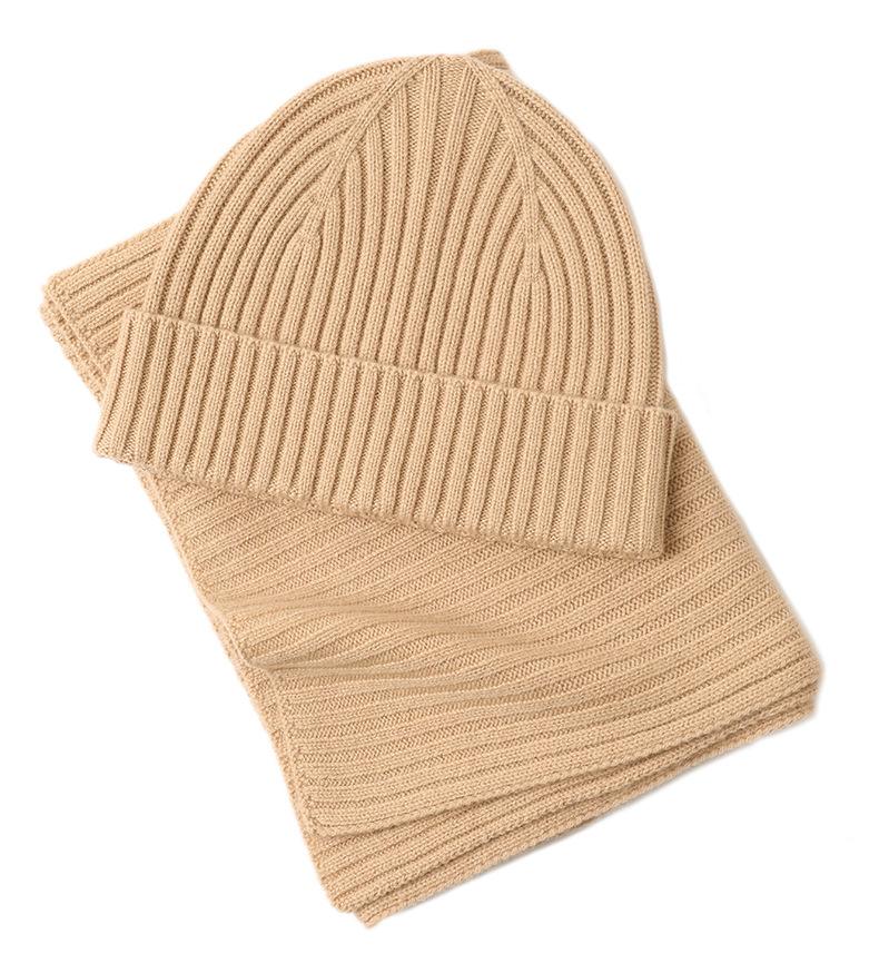 Autumn and winter new wool knitted hat wool scarf men's and women's warm versatile wool ear hat set