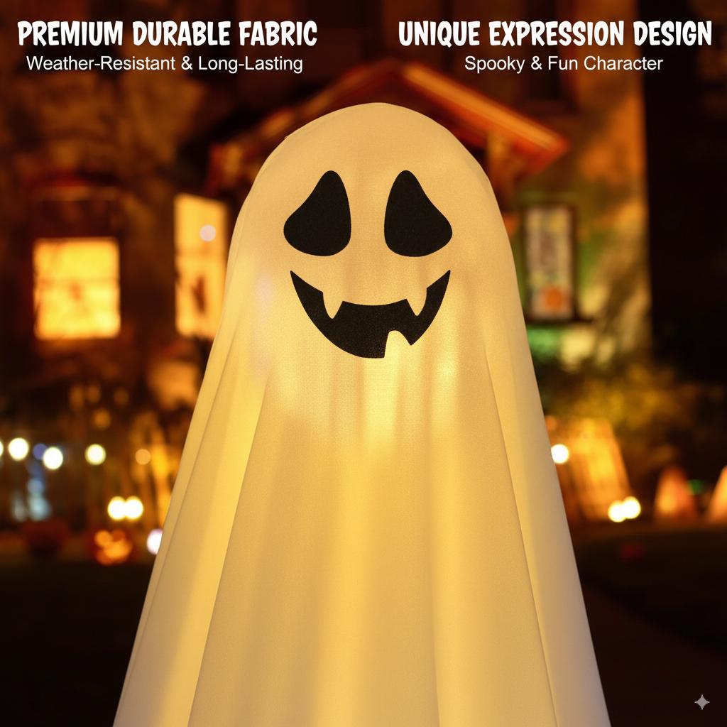 Halloween Glowing Standing Ghost Prop 81/161cm for Front Porch Courtyard Yard Outdoor Haunted House Decoration