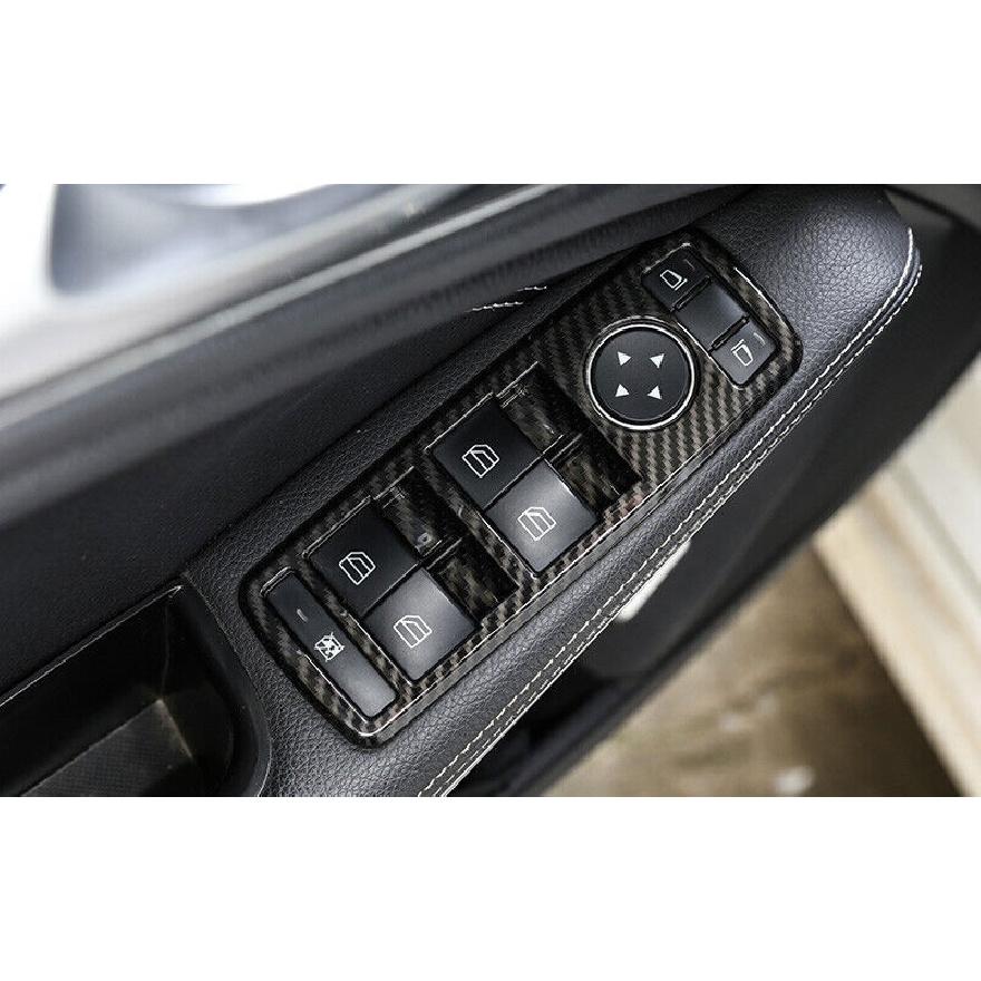 For Benz GLK 2009 2010-2015 Carbon Fiber Window Switch Button Garnish Trim 5PCS