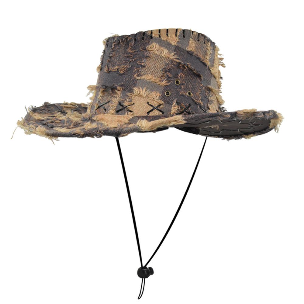European and American Retro Western Cowboy Hat Sunscreen Sunshade Big Eaves Hat Men's and Women's Outdoor Mountaineering Cowboy Hat Hiking Jazz Hat