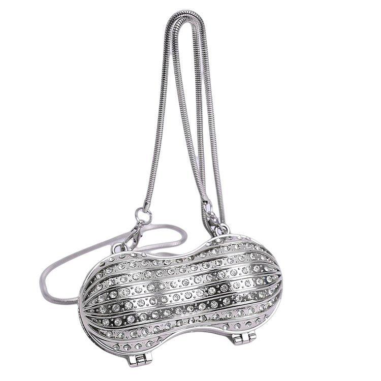 

Luxury Creative MIni Peanut Bag Lightweight Magnetic Snap Crystal Peanut Sling Bag Acrylic Alloy Cross Body Bag Outdoor