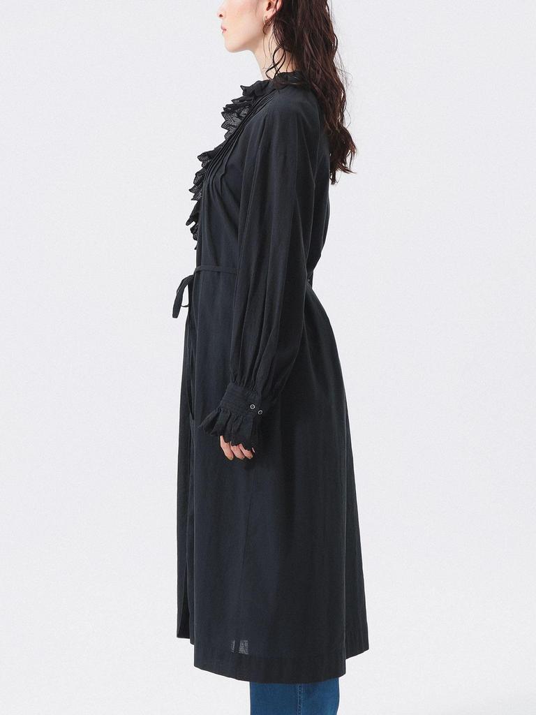 Beams Boy Women's Vintage Ruffle Dress, Black/Free Size