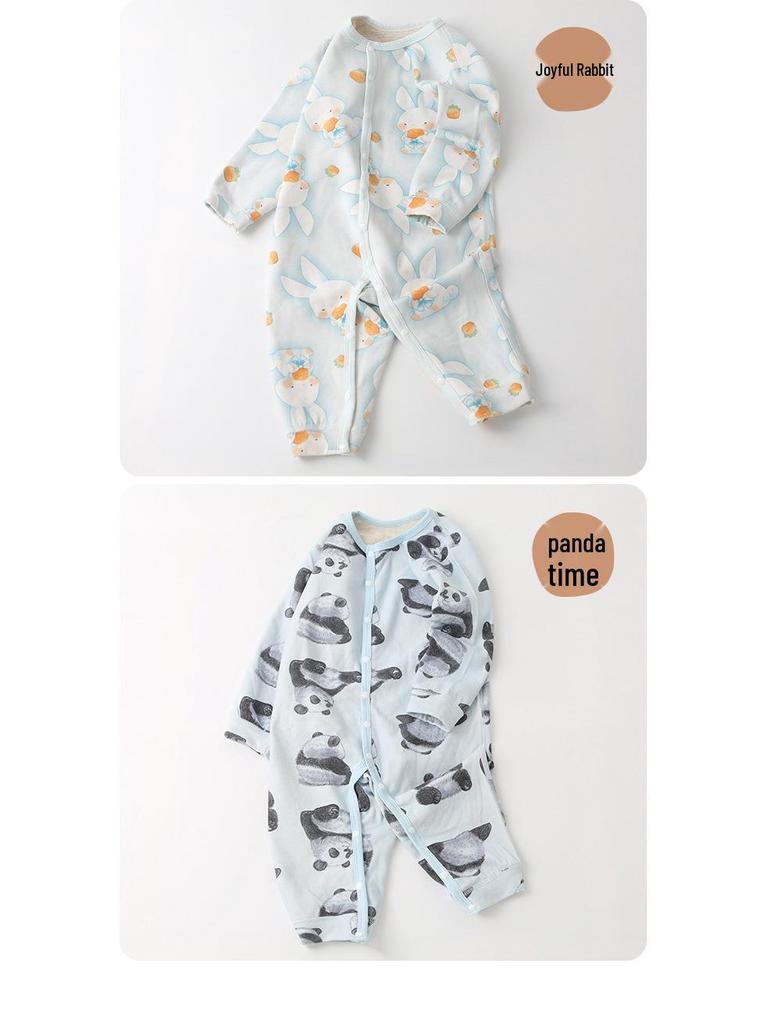 Unisex Baby Wool-Silk Romper: Warm, Padded Autumn-Winter Crawling Suit for Newborns