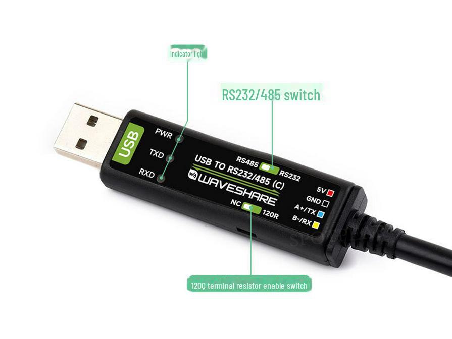 Industrial 2m USB To RS232/485 Serial Cable with 3.3V/5V Support, FT232RNL Chip