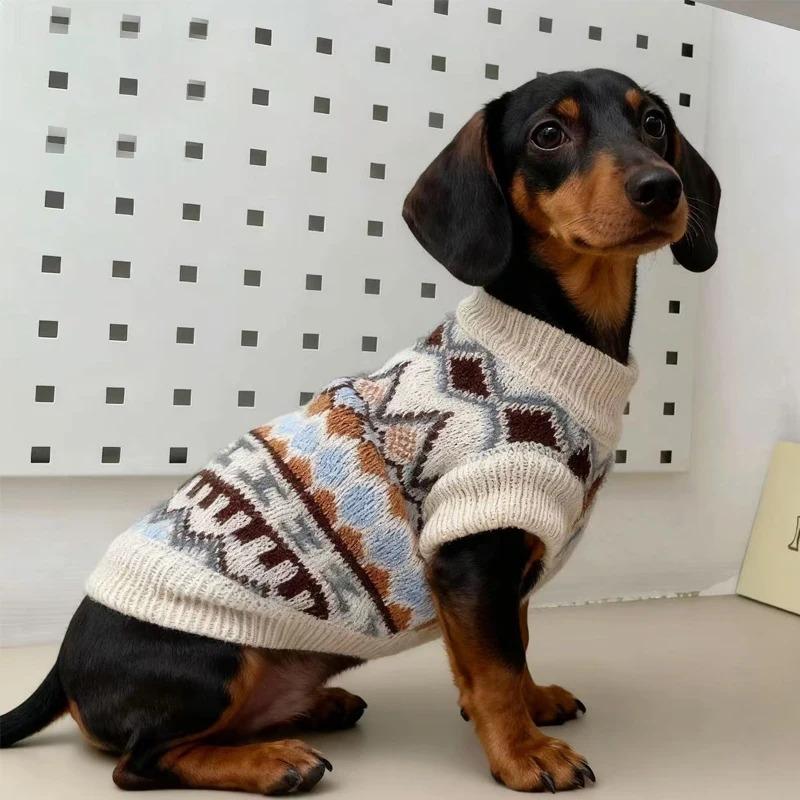Maglione Autunno Inverno Lavorato a Mano in Stile Boemo per Bassotti Morbido Caldo Spesso Cappotto per Cani Comodo Abbigliamento da Casa Bassotti Piccoli