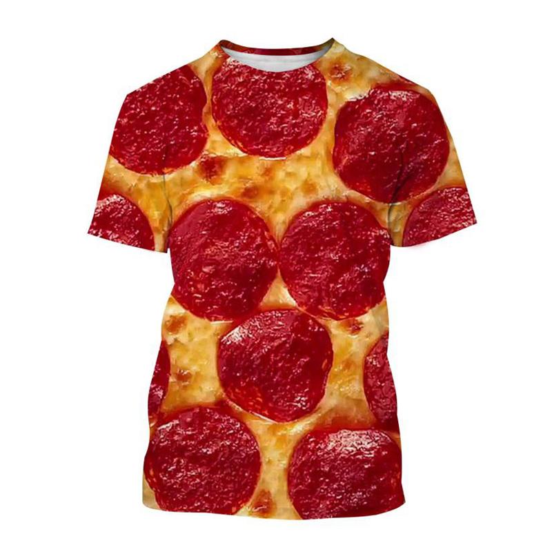 Jídlo Klobása Pizza 3D Tištěné Tričko Pánské Letní Ležérní Trička s Krátkým Rukávem Vtipné Hip Hop Párty Cosplay Tričko Top Unisex Oblečení