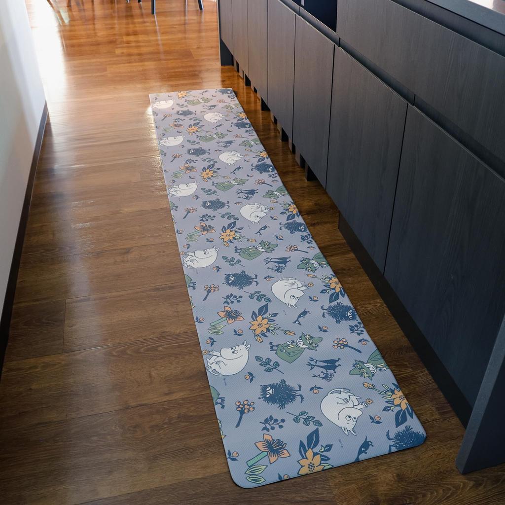 Marushin Kitchen Moomin with Flowers and H45 x 1455055000 Mat, Plants, Wipeable, Water-Repellent, Non-Slip, PVC, Approx. W240cm,