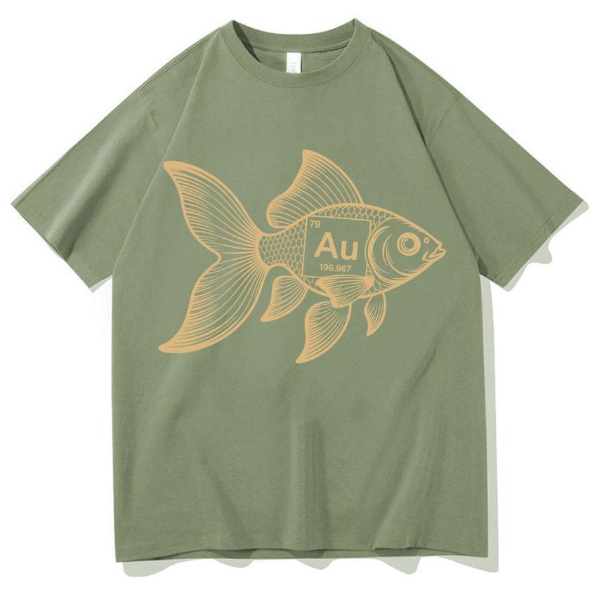 Funny Fish Shirt AU Chemistry Science Meme Unisexs TShirt Print Fashion Oversized Crewneck Cozy Short Sleeve T Shirts Teenagers