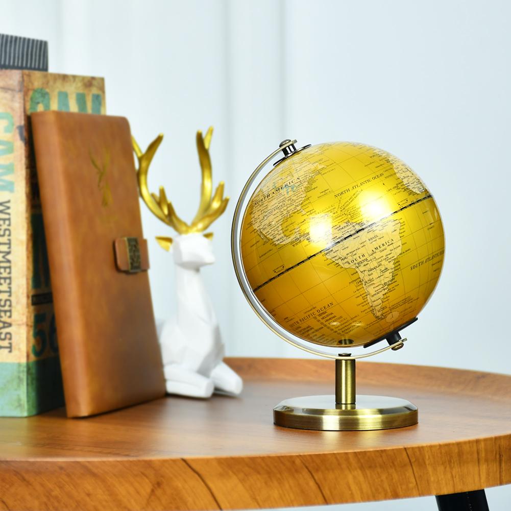 Golden Retro Metal Frame Rotating Earth Globe High Quality Luxury World Map Globe Decor Vintage Globe for Home Office Decoration золотой