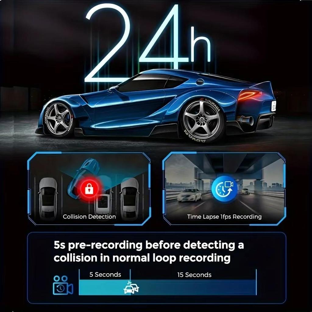 3-kanals bil-DVR Dashcam 4K-kamera GPS WiFi för fordons Dashcam Svart Box Videobandspelare Registrator Nattseende Biltillbehör