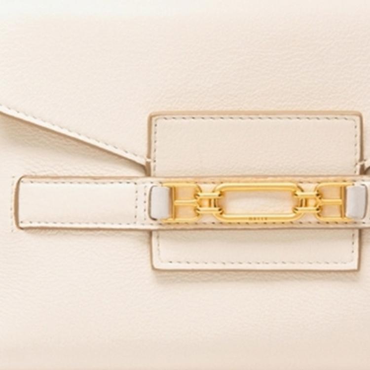 Bally Vissi Commuter Solid Color Chain Bit Buckle Leather Mini Shoulder Crossbody Bag Women bags Cream 6236078