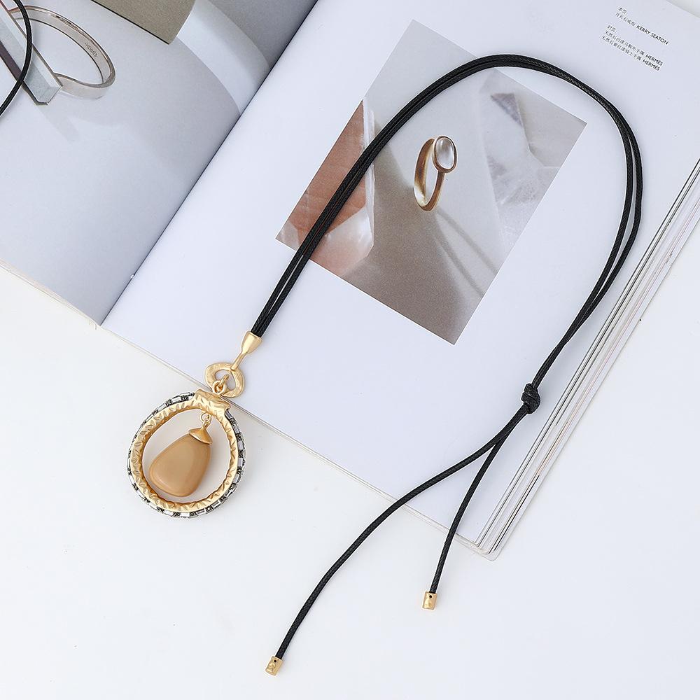 Long Necklace Round Geometric Women S Simple Jewelry Pendant Sweater Chain