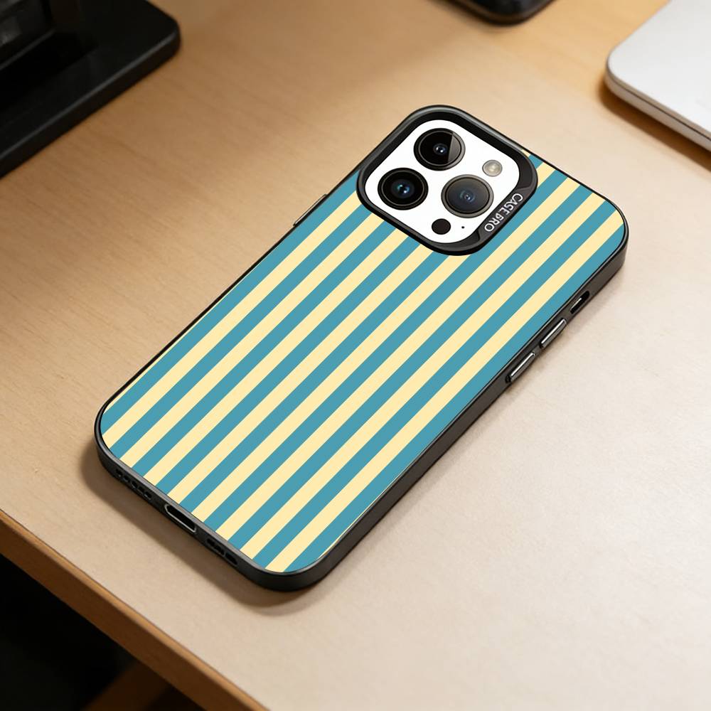 M-Multicolor Stripes  Phone Case For iPhone 17,16,15,14,13,12,11 Plus,Pro Max,XS,Colorful Silver Black Cover