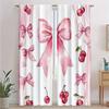 Bow Cherry Print Curtains Cute Design Princess Living Room Decor Curtain Polyester Machine Washable Perfect For Area